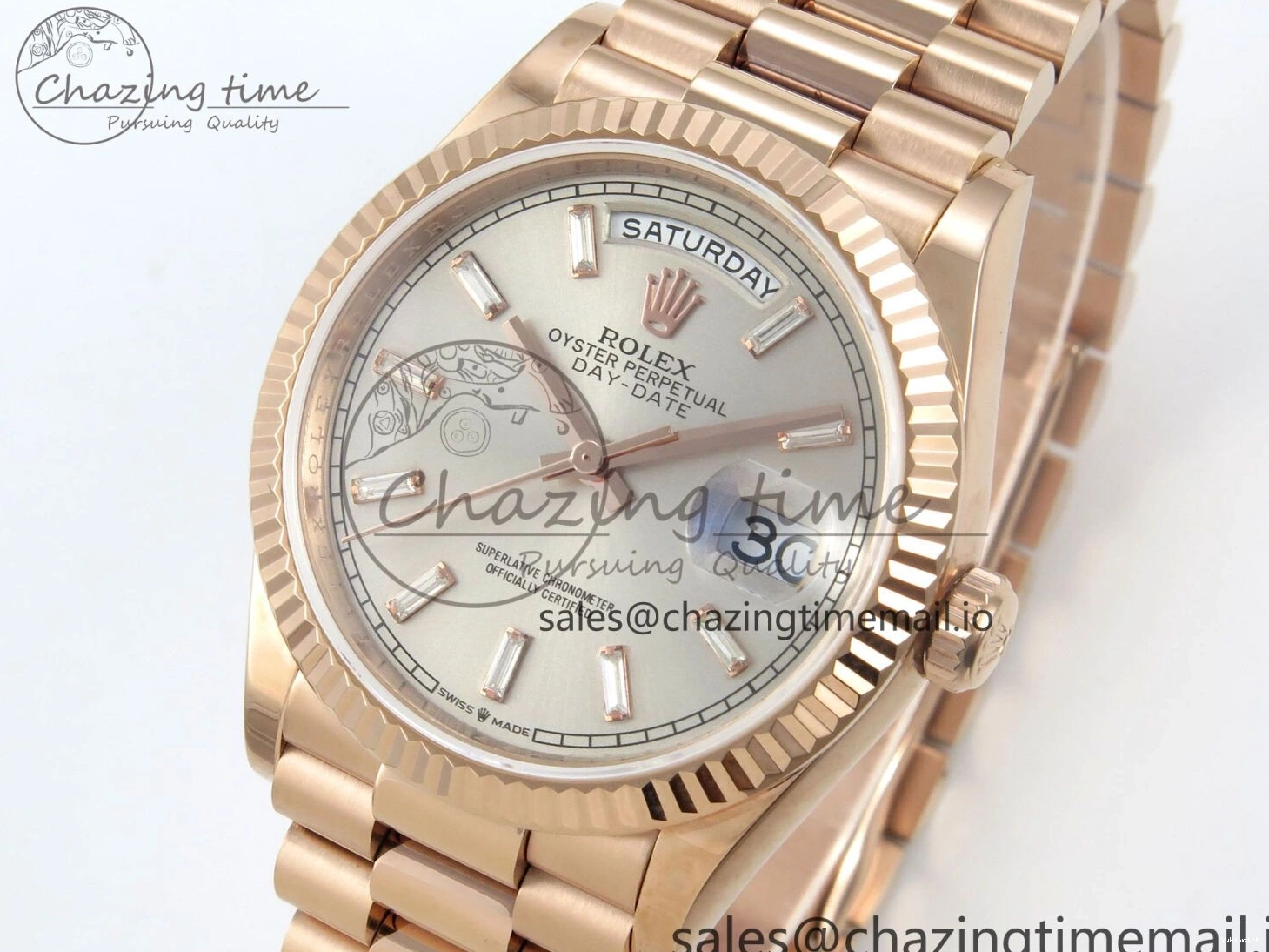 KF President 36 Weight) Day A2836 1:1 Edition Bracelet Date RG Best Crystal (Gain 128235 Dial on Silver 0125